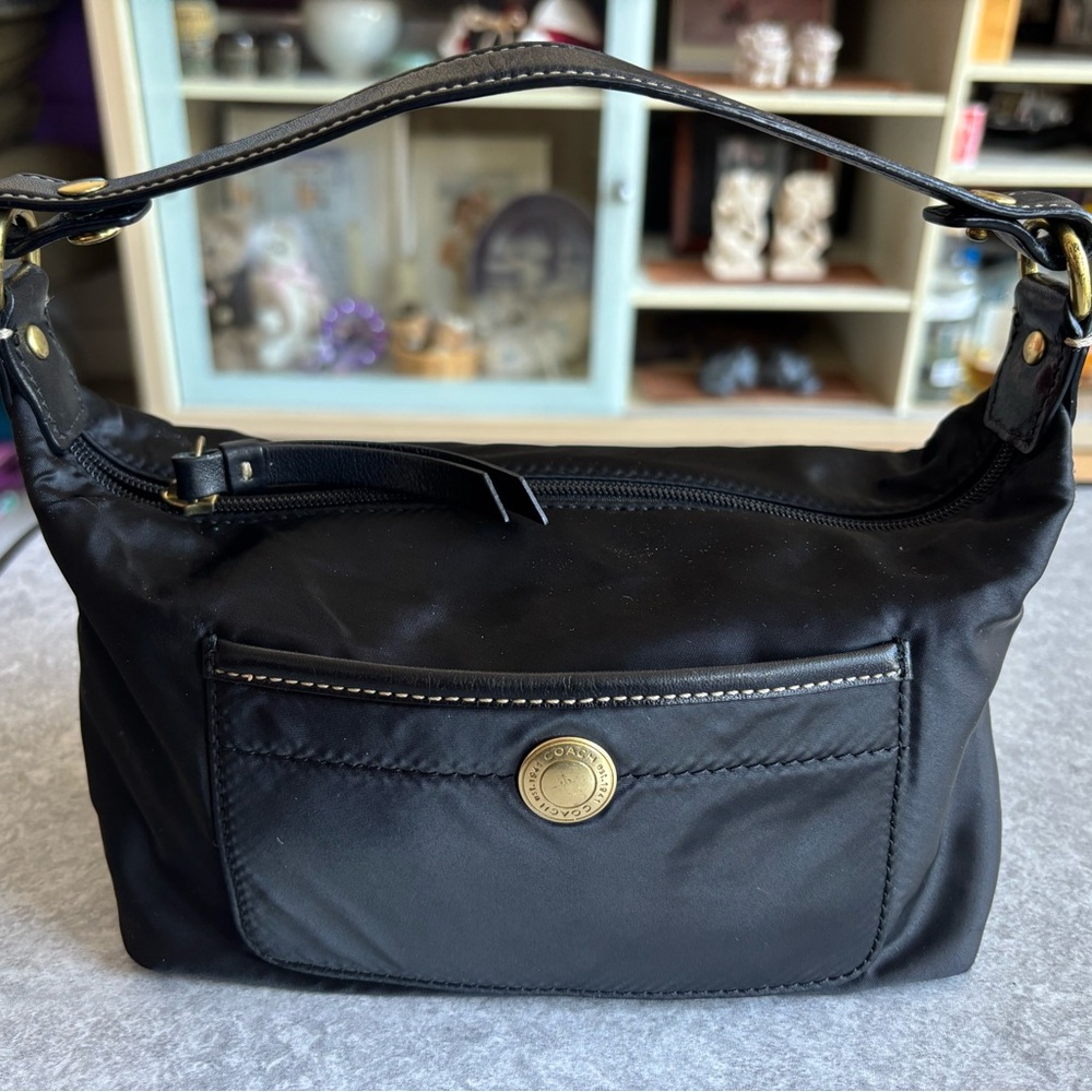 COACH Mini Black Nylon small Bag with Leather Straps